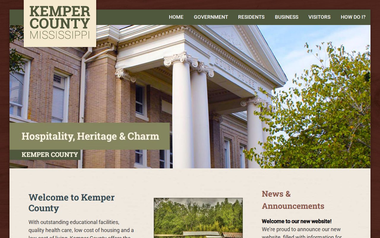 Kemper County court docket and court records links on the county government home