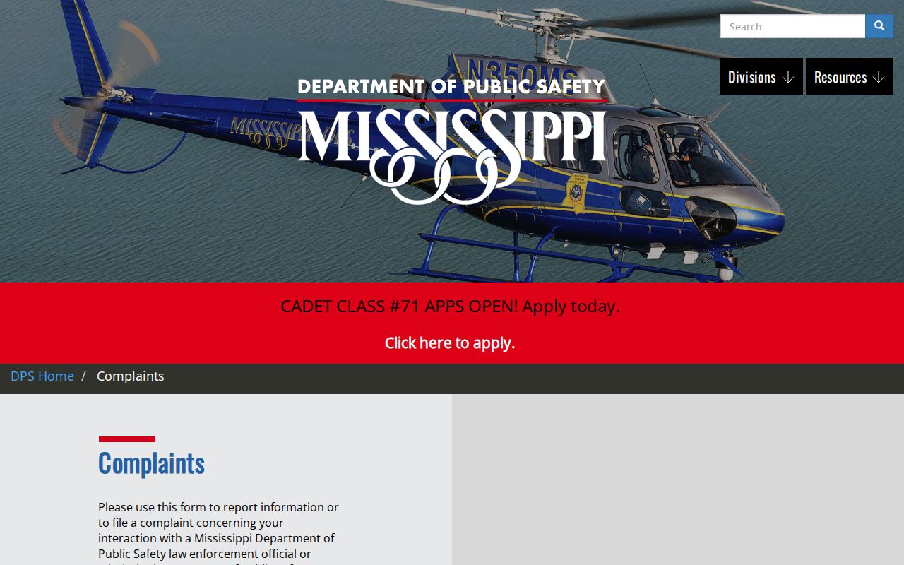 Kemper County traffic court records Mississippi DPS citation-routing notice